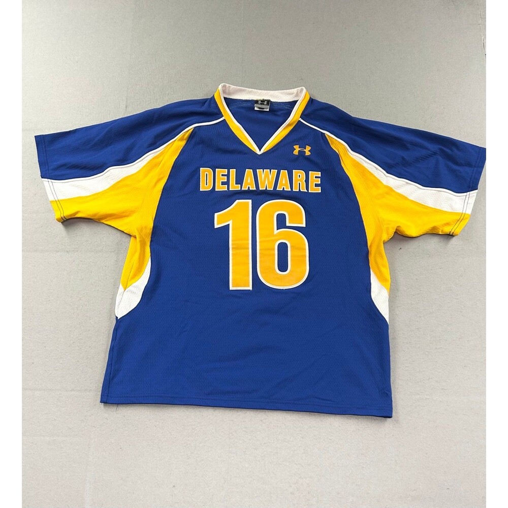 Under Armour Mens Delaware #16 Football Jersey Blue Yellow XL